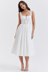White Lace Trim Midi Dress | Dress In Beauty